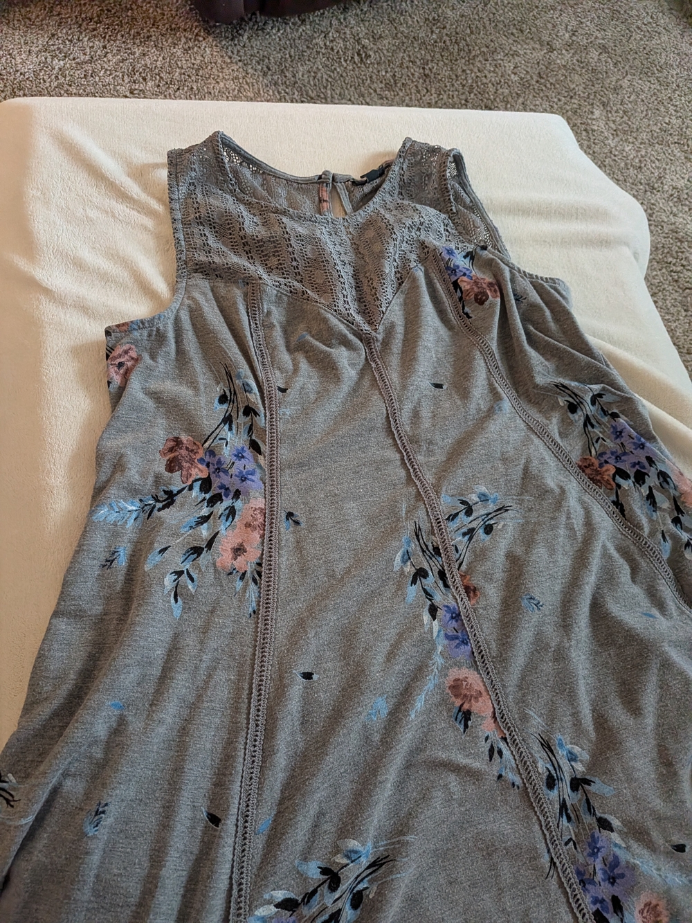 torrid Gray Sleeveless Knit Dress with Pink & Purple Floral Print